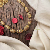 Vriksham Traditional Bridal Gold Ruby-Inspired Beaded Neckpiece–G20652